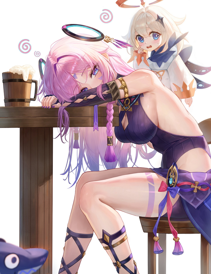   Anime Art, Genshin Impact, Citlali (Genshin Impact), Paimon (Genshin Impact)