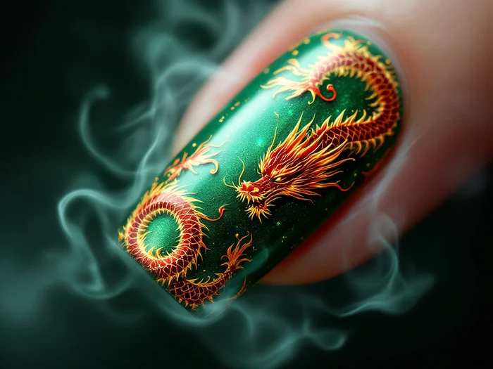 Manicure nail design (part 1) - My, Fashion, Style, For women, Manicure, Nails, Nail painting, The Dragon, Lizard, Longpost, Neural network art