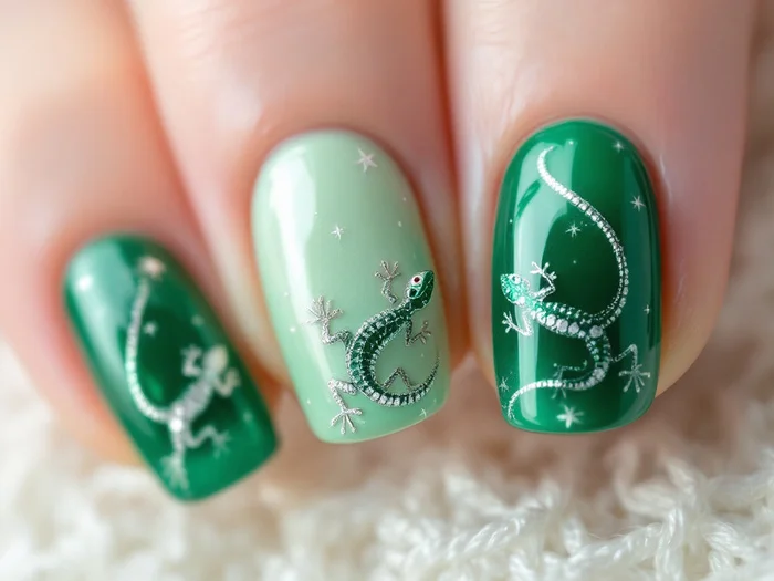 Manicure nail design (part 1) - My, Fashion, Style, For women, Manicure, Nails, Nail painting, The Dragon, Lizard, Longpost, Neural network art
