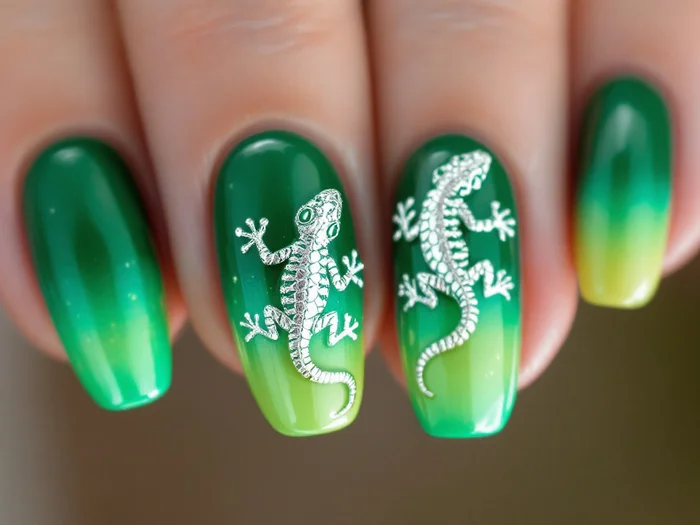 Manicure nail design (part 1) - My, Fashion, Style, For women, Manicure, Nails, Nail painting, The Dragon, Lizard, Longpost, Neural network art