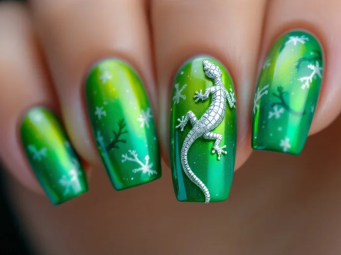 Manicure nail design (part 1) - My, Fashion, Style, For women, Manicure, Nails, Nail painting, The Dragon, Lizard, Longpost, Neural network art