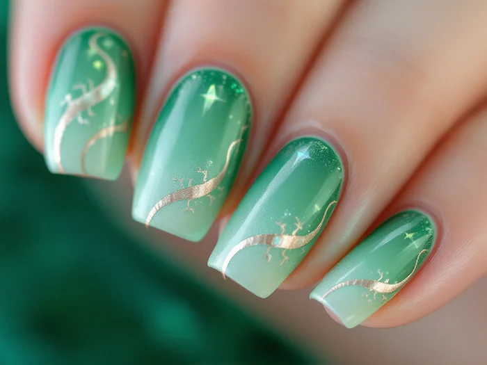 Manicure nail design (part 1) - My, Fashion, Style, For women, Manicure, Nails, Nail painting, The Dragon, Lizard, Longpost, Neural network art
