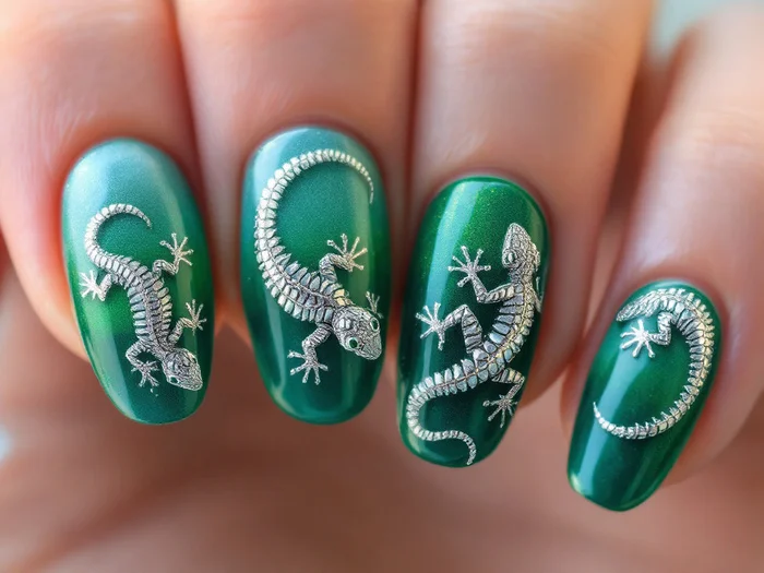 Manicure nail design (part 1) - My, Fashion, Style, For women, Manicure, Nails, Nail painting, The Dragon, Lizard, Longpost, Neural network art