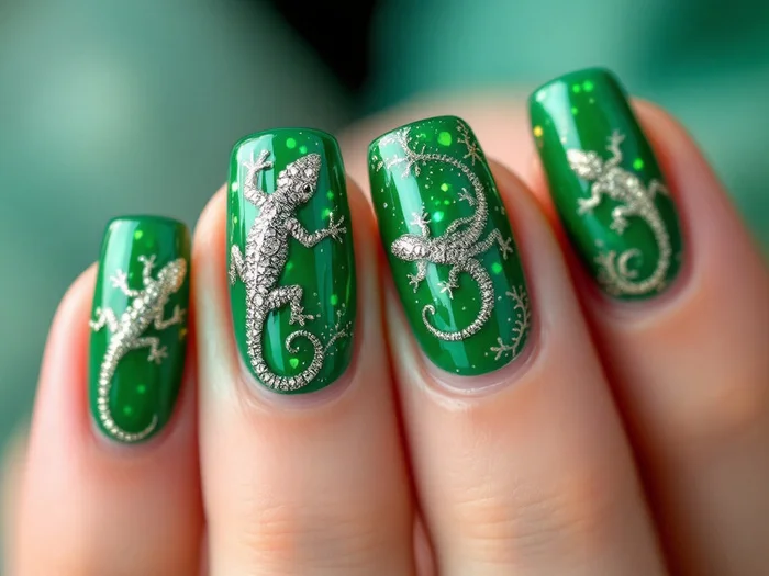 Manicure nail design (part 1) - My, Fashion, Style, For women, Manicure, Nails, Nail painting, The Dragon, Lizard, Longpost, Neural network art