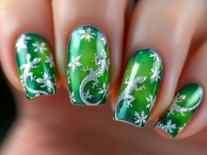 Manicure nail design (part 1) - My, Fashion, Style, For women, Manicure, Nails, Nail painting, The Dragon, Lizard, Longpost, Neural network art