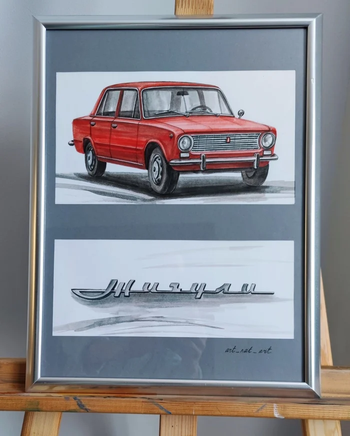 Zhiguli in my work. Sweatshirts, jeans, paintings - My, Zhiguli, Auto, Retro, Retro car, AvtoVAZ, Lada, Lada VFTS, Vaz-2101, VAZ-2105, VAZ-21011, Longpost