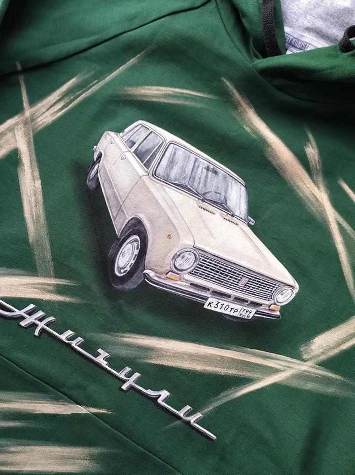 Zhiguli in my work. Sweatshirts, jeans, paintings - My, Zhiguli, Auto, Retro, Retro car, AvtoVAZ, Lada, Lada VFTS, Vaz-2101, VAZ-2105, VAZ-21011, Longpost