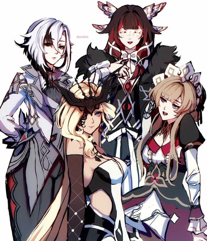  , Anime Art, Arlecchino (Genshin Impact), Columbina (Genshin Impact), Sandrone, Signora (Genshin Impact), Genshin Impact