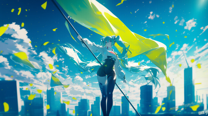 Hatsune Miku #207 , Anime Art, Hatsune Miku, Racing Miku, , , , ,  ,  , Bodysuit, , Midjourney