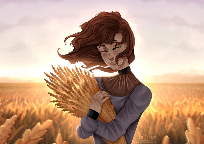 Redraw 2024 vs 2023 - My, Art, Creation, Artist, Digital drawing, Illustrations, Redrawing, 2023, 2024, Challenge, Beginner artist, Progress, Field, Rye