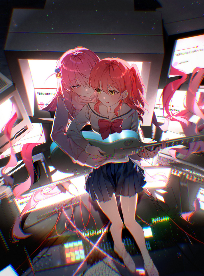  Anime Art, , Bocchi the Rock!, Gotou Hitori, Kita Ikuyo, Pong (Pong o0)