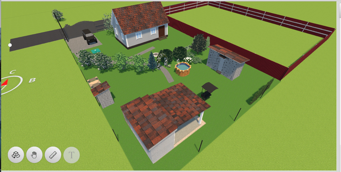 Возле бани планируется купель-фурако с печкой. Зона отдыха отделена от дома живой изгородью из различных кустарников