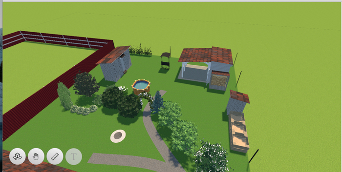 Зона отдыха с другого ракурса. Можно увидеть где будет находиться скважина. Справа можно увидеть где будет туалет и компостер.