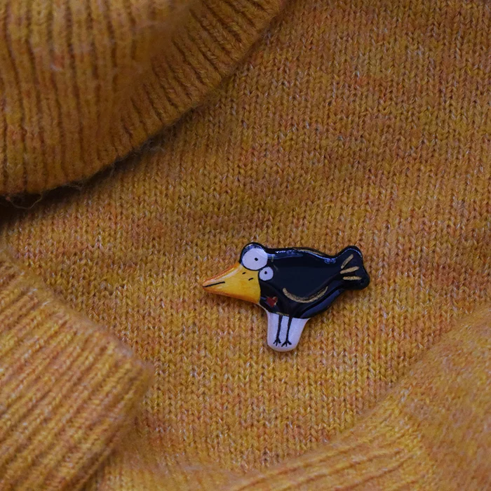 Doggie Brooch Spot and Crow Brooch Surprised Eye - Creation, Brooch, Decoration, Longpost