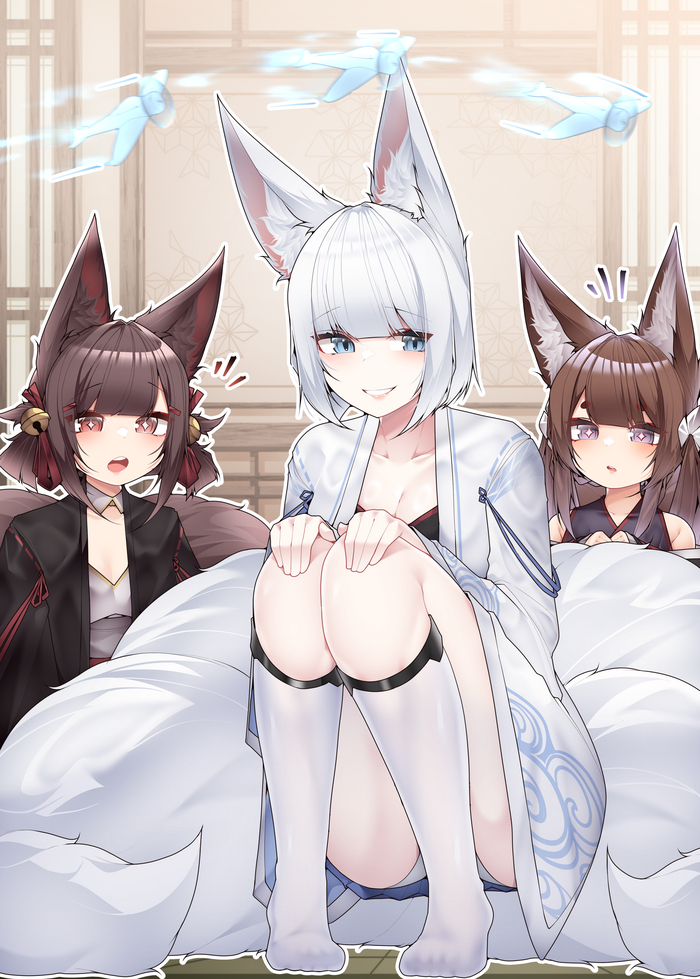 Kaga Samip, , , Anime Art, Azur Lane, Animal Ears, , , Amagi, Akagi, Kaga