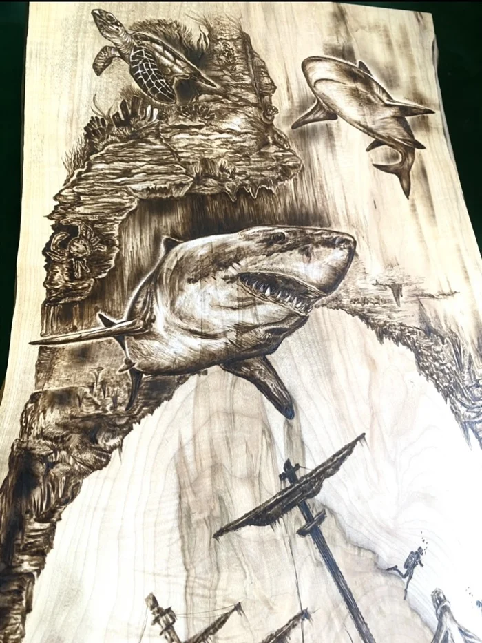 Making a panel from a cut and slab of wood, manual wood burning - My, Handmade, Pyrography, Paintings on boards, Woodworking, Tree, Wood products, Master, Longpost
