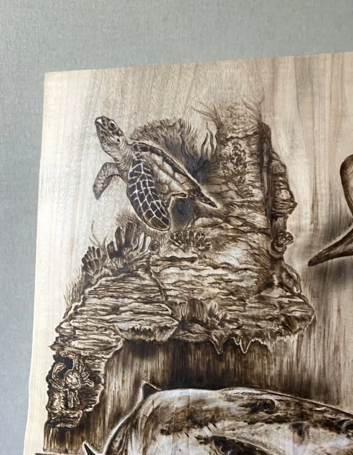 Making a panel from a cut and slab of wood, manual wood burning - My, Handmade, Pyrography, Paintings on boards, Woodworking, Tree, Wood products, Master, Longpost