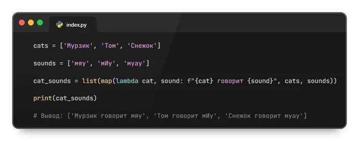 Cats on the map: how the map function helps us manage data like a clever cat - My, Education, Programming, Python, Cards, cat, Lesson, Longpost