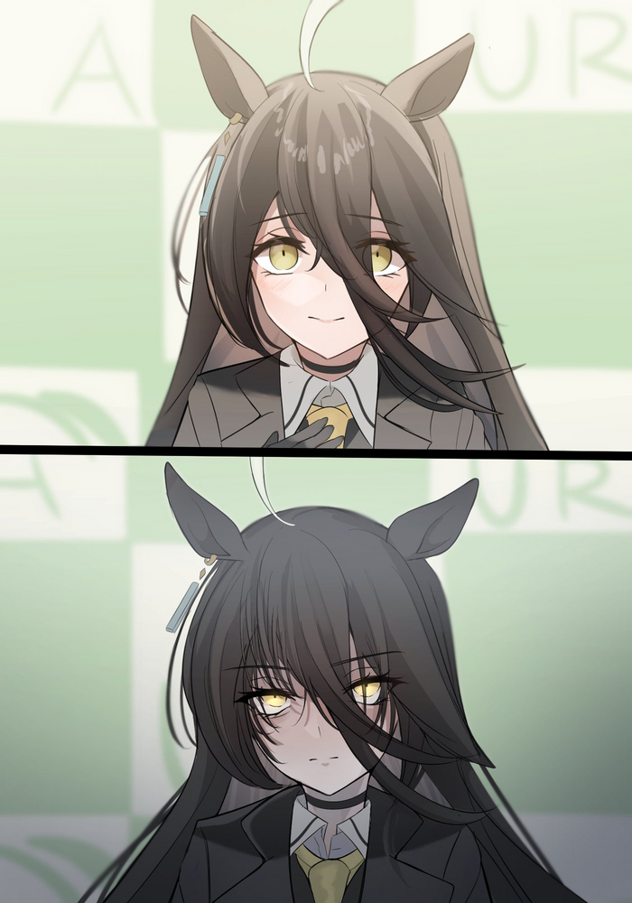      vs.    , Anime Art, Uma Musume Pretty Derby, Manhattan Cafe, ,    (), Animal Ears, 