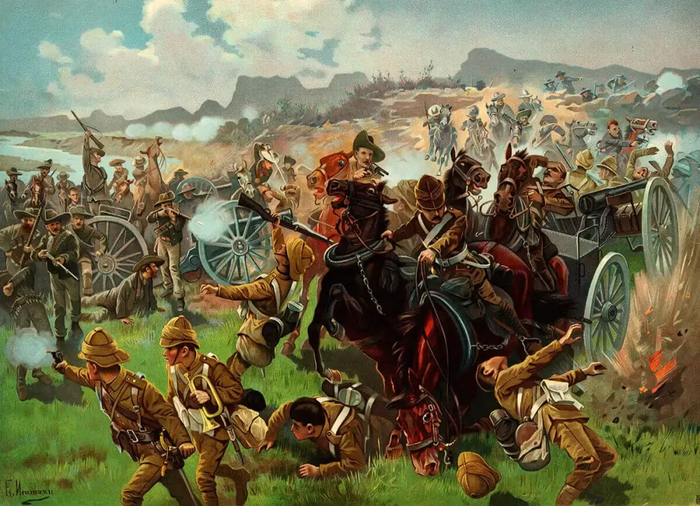 Ополченцы генерала Де Вета отбивают орудия у Королевской Конной Артиллерии, 31 марта 1900 г.