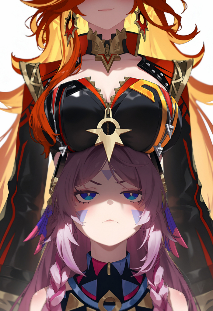 Citlali & Mavuika Genshin Impact, Mavuika (Genshin Impact), Citlali (Genshin Impact), , , , Anime Art, , Hare_zzv,  