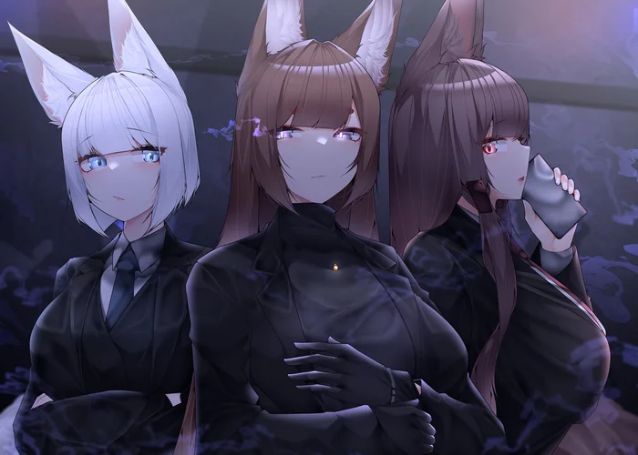 Mafia - Samip, Art, Anime, Anime art, Azur lane, Amagi, Akagi, Kaga, Animal ears