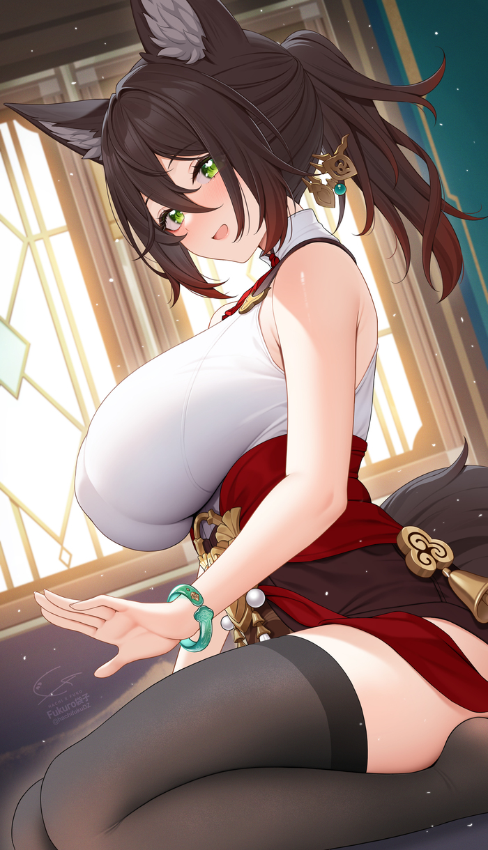 Tingyun Anime Art, , Honkai: Star Rail, Tingyun (Honkai: Star Rail), Animal Ears, , , , Fukuro, , 