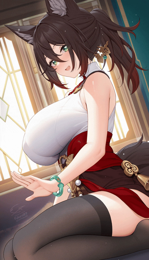 Tingyun Anime Art, , Honkai: Star Rail, Tingyun (Honkai: Star Rail), Animal Ears, , , , Fukuro, , 