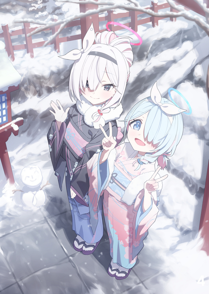 3      , Anime Art, Blue Archive, Plana, Arona, 