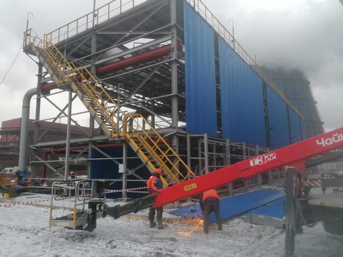 Монтаж обшивы градирни