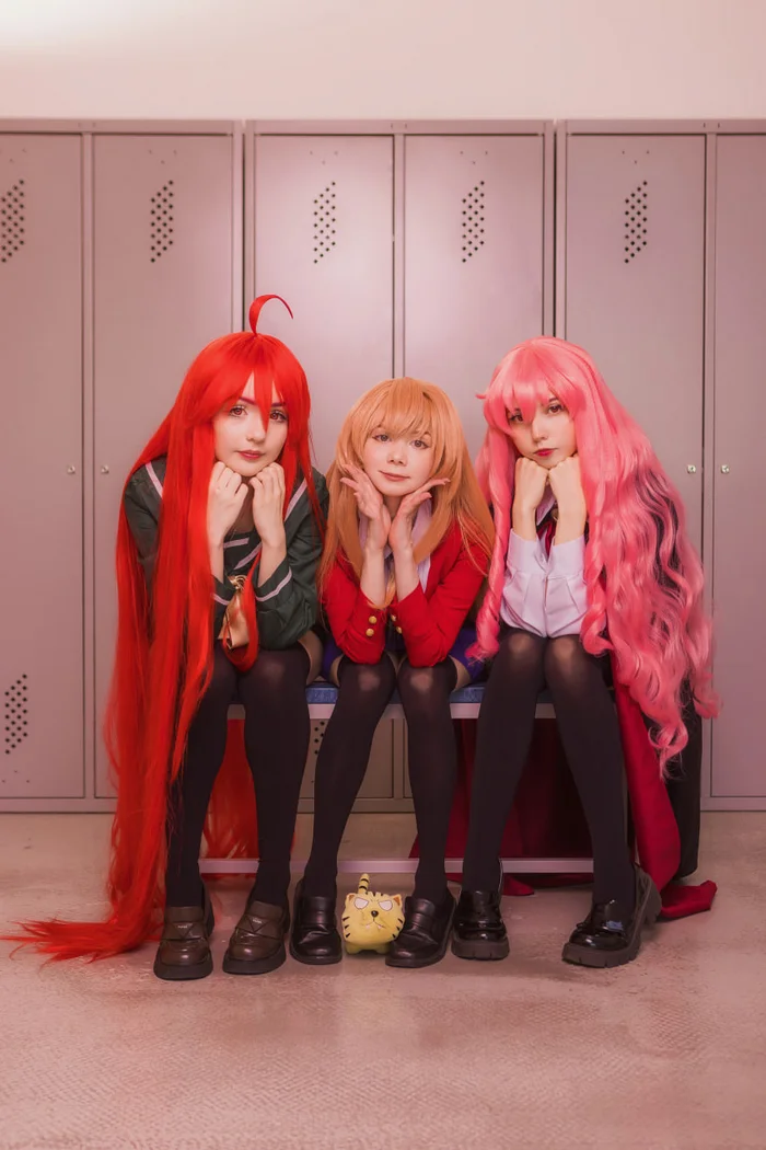Our cosplay of the three main tsunderes: Shana from Shakugan no Shana, Taiga from Toradora! and Louise from the anime Zero no Tsukaima - My, Cosplayers, Cosplay, The photo, Girls, Zero no tsukaima, Toradora, Shakugan no shana, Longpost