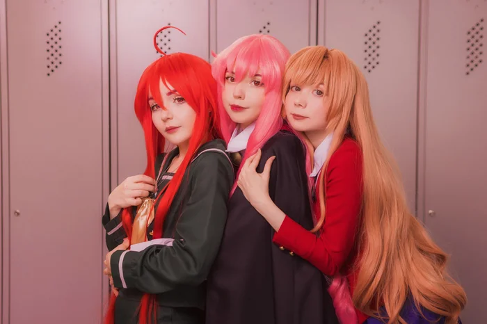 Our cosplay of the three main tsunderes: Shana from Shakugan no Shana, Taiga from Toradora! and Louise from the anime Zero no Tsukaima - My, Cosplayers, Cosplay, The photo, Girls, Zero no tsukaima, Toradora, Shakugan no shana, Longpost