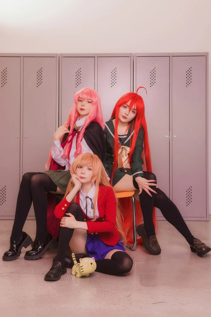 Our cosplay of the three main tsunderes: Shana from Shakugan no Shana, Taiga from Toradora! and Louise from the anime Zero no Tsukaima - My, Cosplayers, Cosplay, The photo, Girls, Zero no tsukaima, Toradora, Shakugan no shana, Longpost