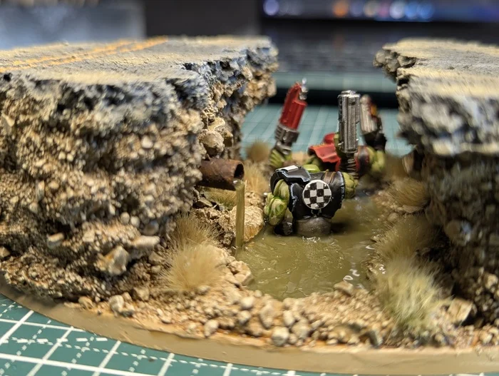 An intermediate result is also a result - My, Painting, Painting miniatures, Warhammer, Orcs, Warhammer 40k, Stand, Diorama