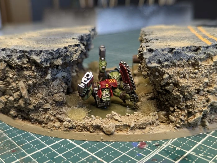 An intermediate result is also a result - My, Painting, Painting miniatures, Warhammer, Orcs, Warhammer 40k, Stand, Diorama