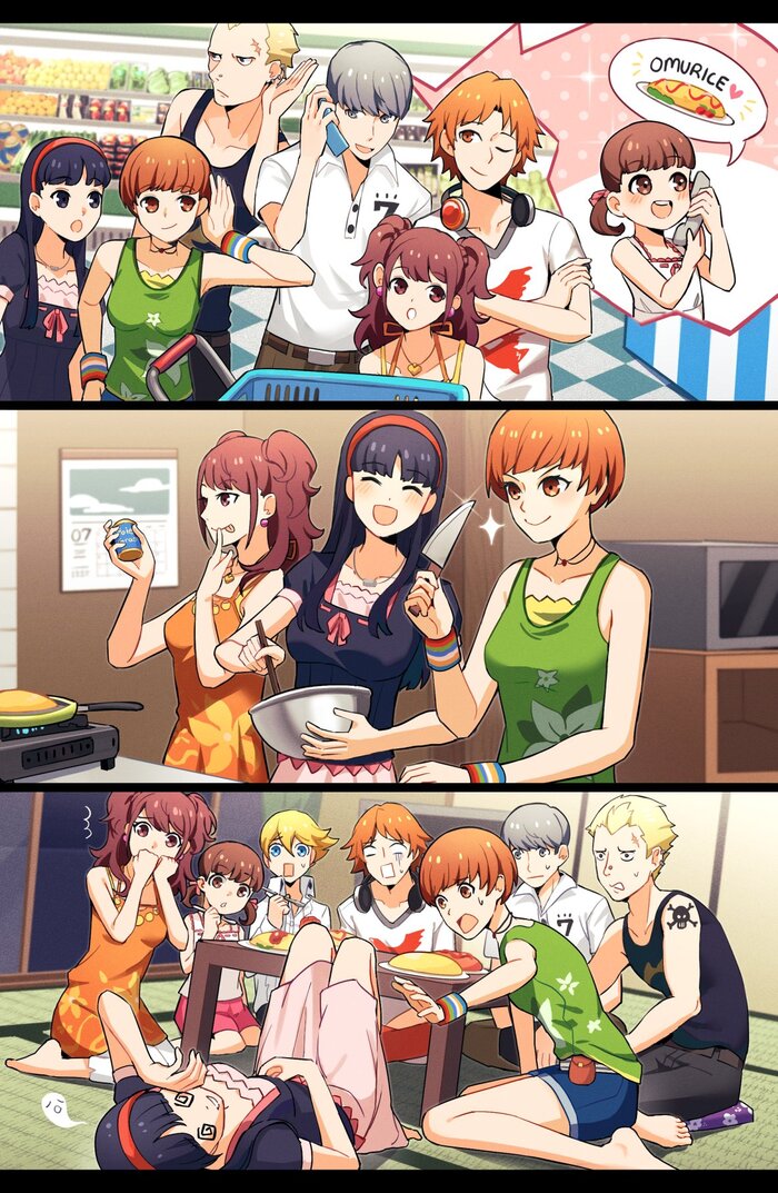   , , Anime Art, Persona, Persona 4, Kujikawa Rise, Amagi Yukiko, Chie Satonaka, , Game Art