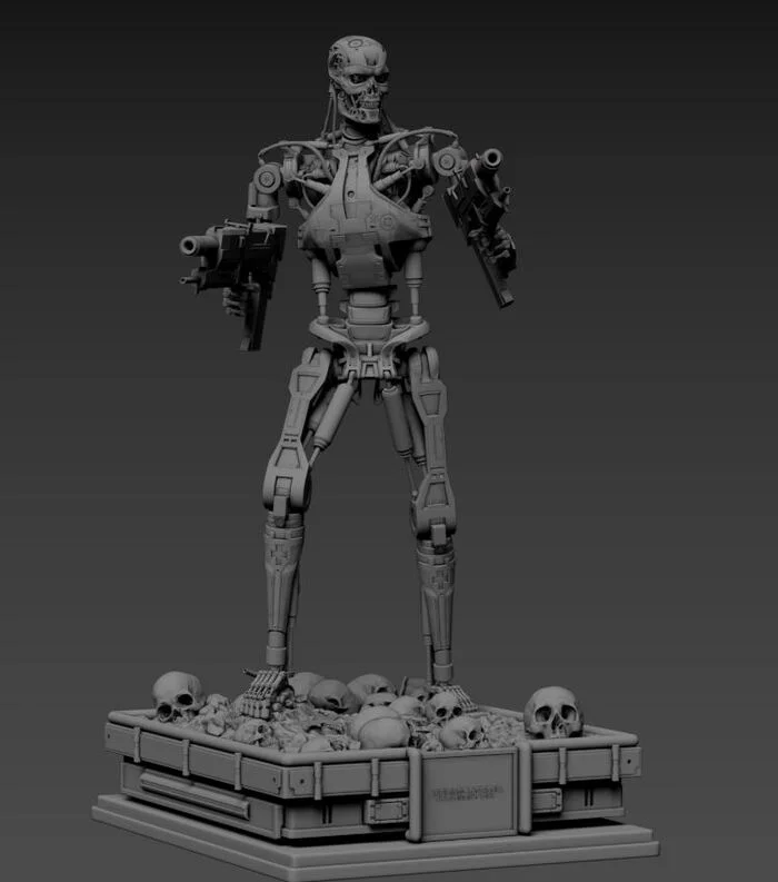 Terminator T-800 Endoskeleton 3D print model #4 - Моё, Терминатор, 3D печать, 3D моделирование, 3D принтер, Моделизм, Масштабная модель, Покраска миниатюр, Длиннопост