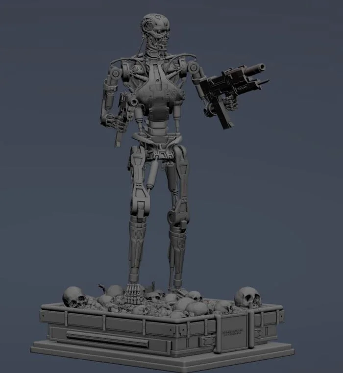 Terminator T-800 Endoskeleton 3D print model #4 - Моё, Терминатор, 3D печать, 3D моделирование, 3D принтер, Моделизм, Масштабная модель, Покраска миниатюр, Длиннопост