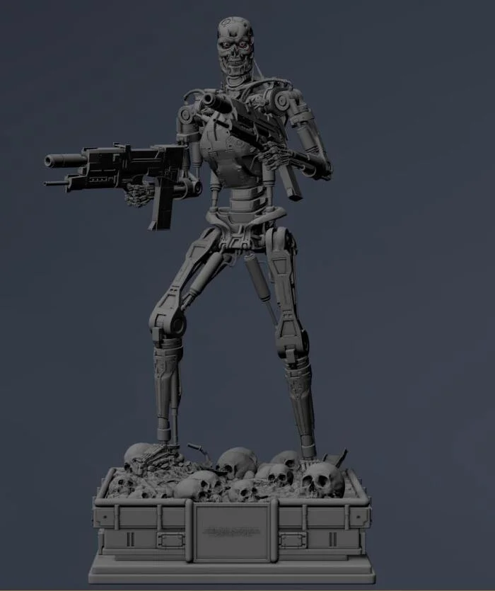 Terminator T-800 Endoskeleton 3D print model #4 - Моё, Терминатор, 3D печать, 3D моделирование, 3D принтер, Моделизм, Масштабная модель, Покраска миниатюр, Длиннопост