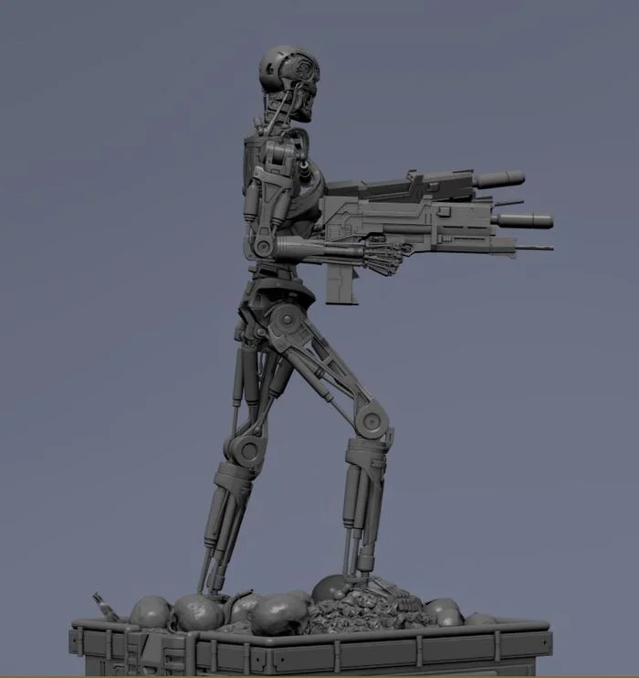 Terminator T-800 Endoskeleton 3D print model #4 - Моё, Терминатор, 3D печать, 3D моделирование, 3D принтер, Моделизм, Масштабная модель, Покраска миниатюр, Длиннопост