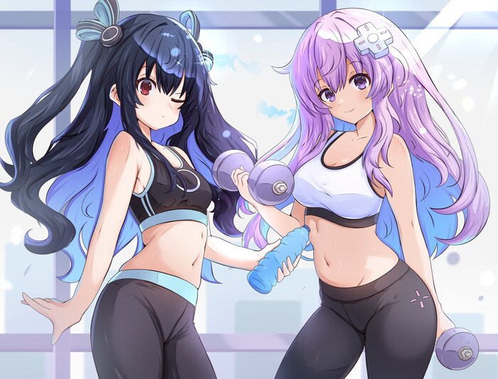 Nepgear & Uni Anime Art, Hyperdimension Neptunia, Neptunia, Nepgear, Uni