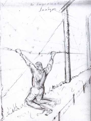 На колючей проволоке.