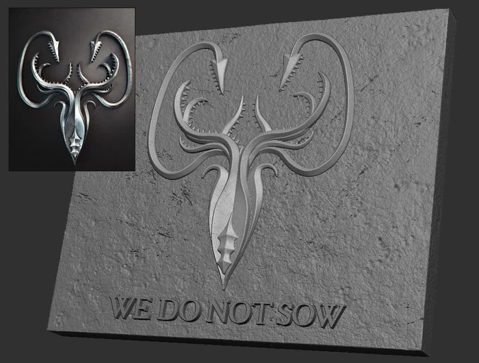 Сигил Грейджои - Моё, 3D моделирование, 3D печать, 3D принтер, 3D, 3DS max, Zbrush, Игра престолов, Грейджои, Сигил, Кракен, Kraken, Покраска, Роспись, Покраска миниатюр, Видео, Длиннопост