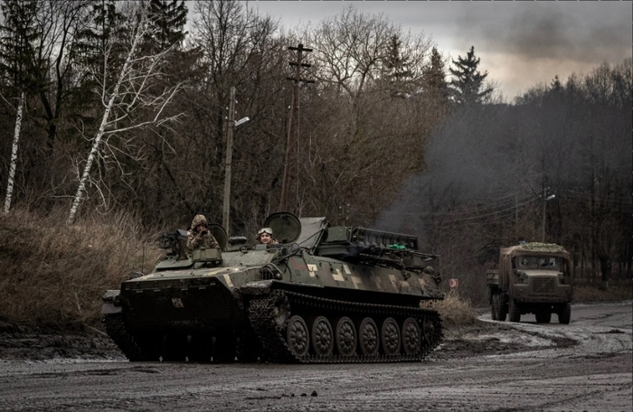 Украинские военные машины у границы с Курской областью России, в начале этого месяца