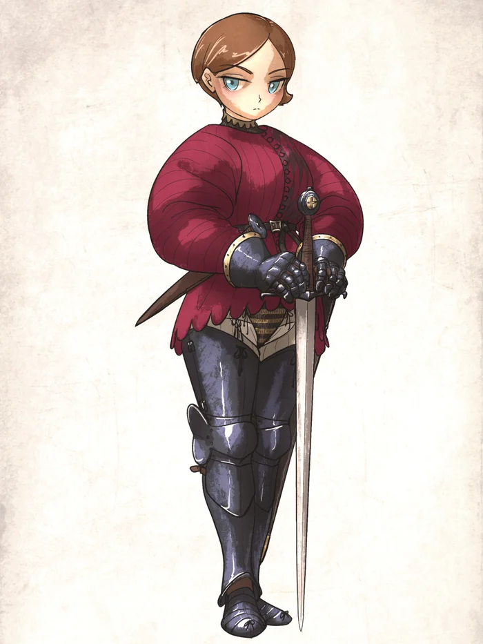 Emmelot - Vanishlily, Арт, Аниме, Anime Art, Original Character, Wassnonnam, Средневековье, Доспехи, Меч, Рыцари