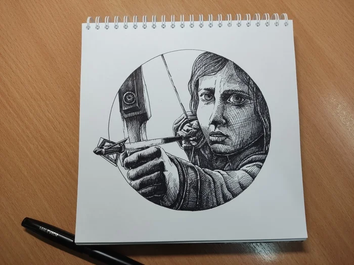 Inktober 2024! 12 - Remote - Моё, Inktober, Тушь, Графика, Рисунок, Акварель, Длиннопост