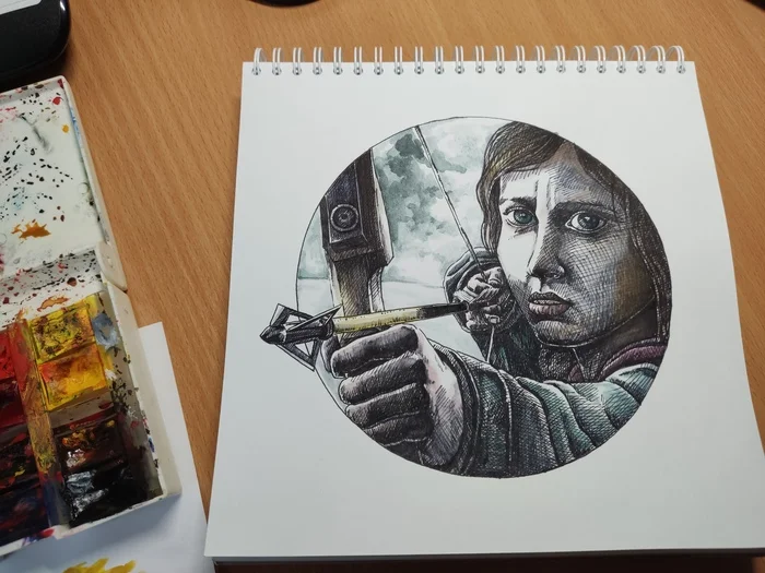 Inktober 2024! 12 - Remote - Моё, Inktober, Тушь, Графика, Рисунок, Акварель, Длиннопост