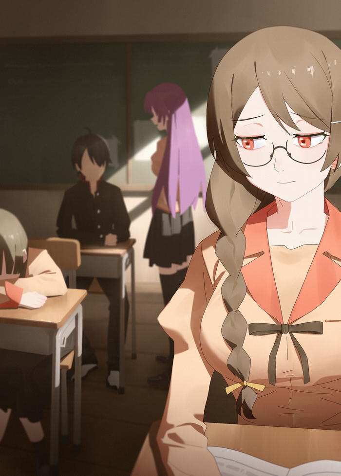  Monogatari series, Hanekawa Tsubasa, Araragi Koyomi, Hitagi Senjougahara, Anime Art, , ,  