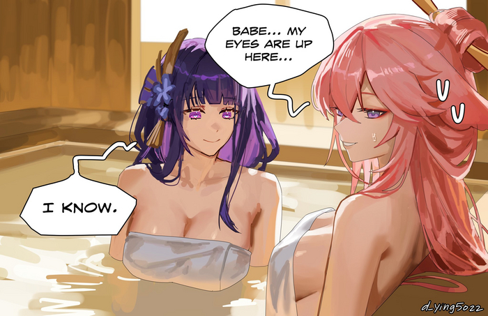 Raiden & Yae Genshin Impact, Raiden Shogun (Genshin Impact), Yae Miko (Genshin Impact), , , , Anime Art, 