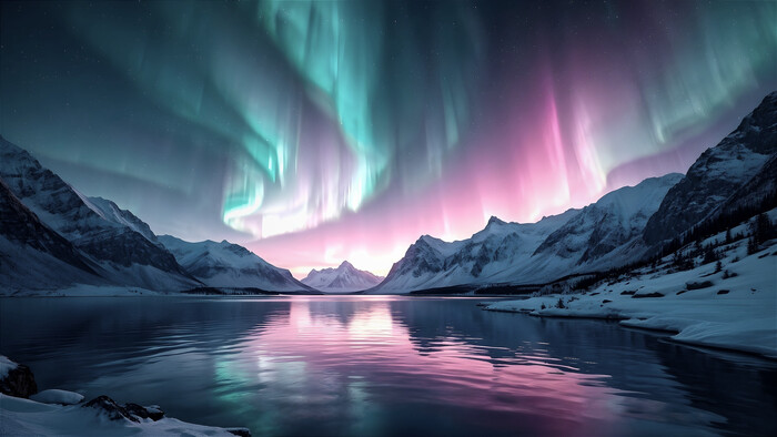 Сияние над ночным озером